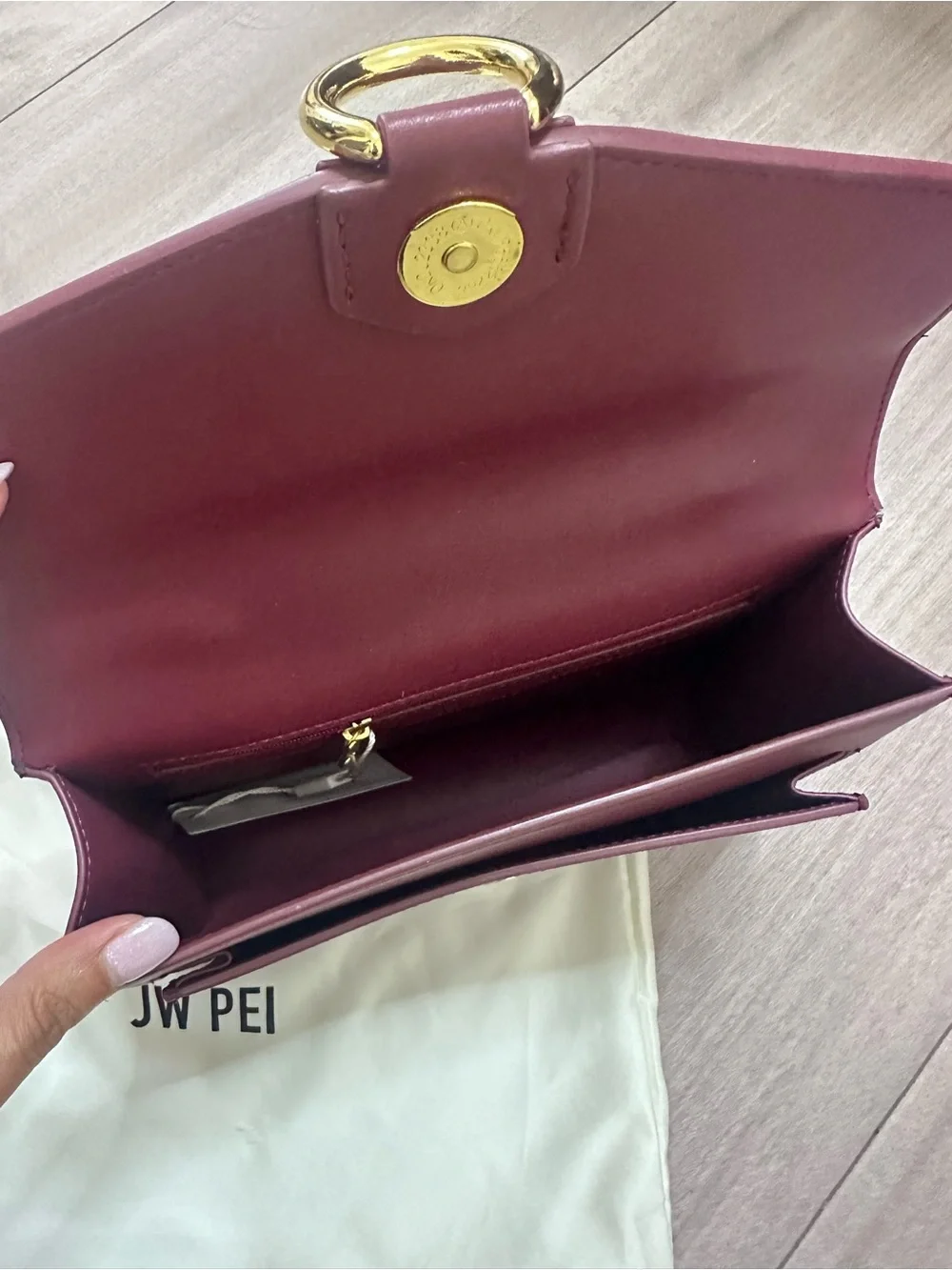 JW PEI Plum Crossbody Bag with Gold Chain Hardware